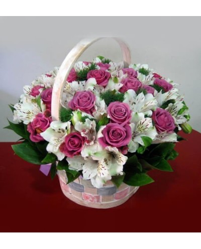 Basket Pink Roses