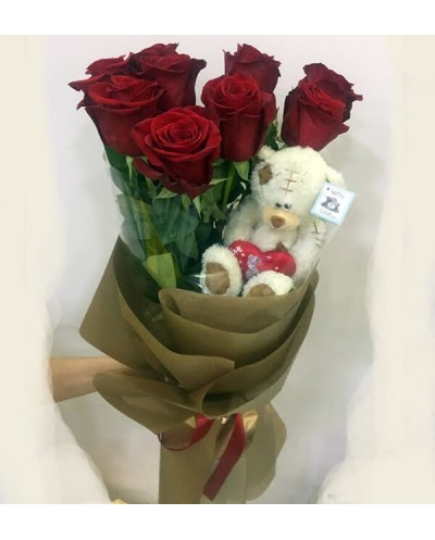 9 Roses Small Teddy