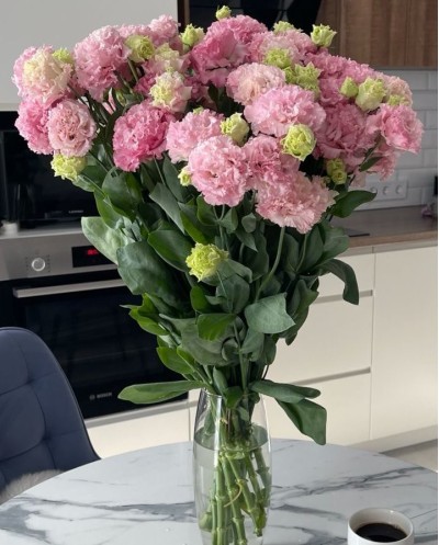 Pink Lisianthuses in Vase
